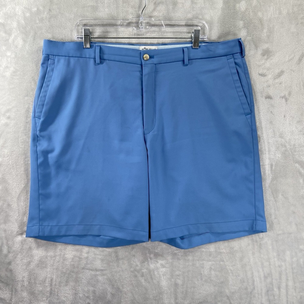 Peter Millar Shorts men's 40x8 Salem Performance Chino Blue Flat Front Golf EB82
